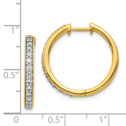 14k Yellow Gold Diamond Hinged Hoop Earrings