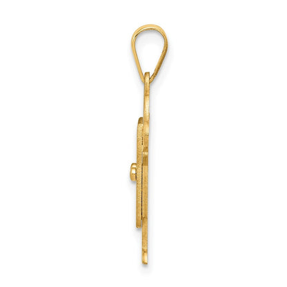 14k Yellow Gold Solid Satin Engravable Boy w Overalls Charm