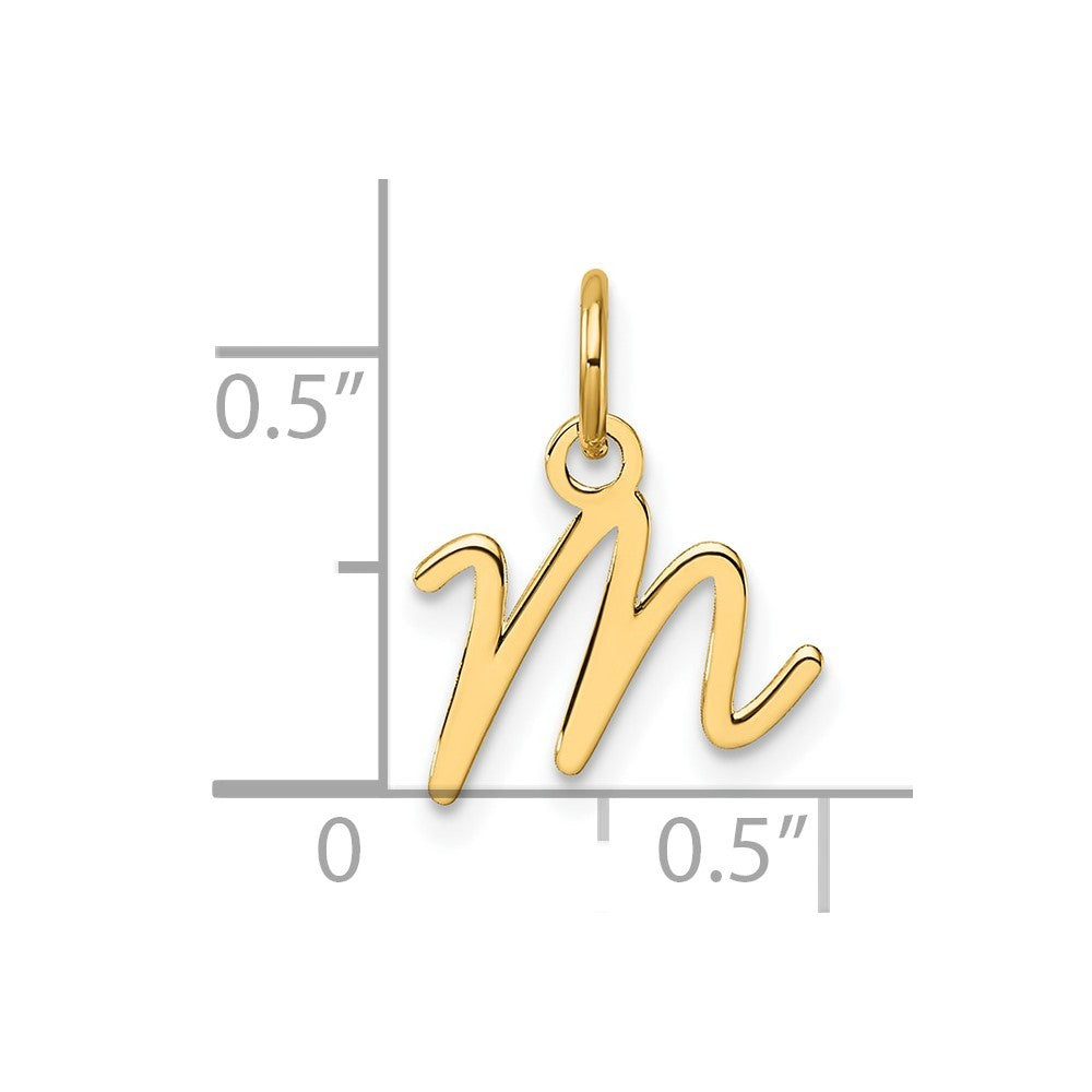 14k Yellow Gold Uppercase Letter M Initial Charm Pendant