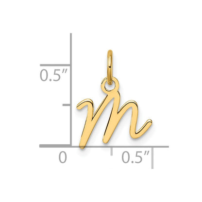 14k Yellow Gold Uppercase Letter M Initial Charm Pendant
