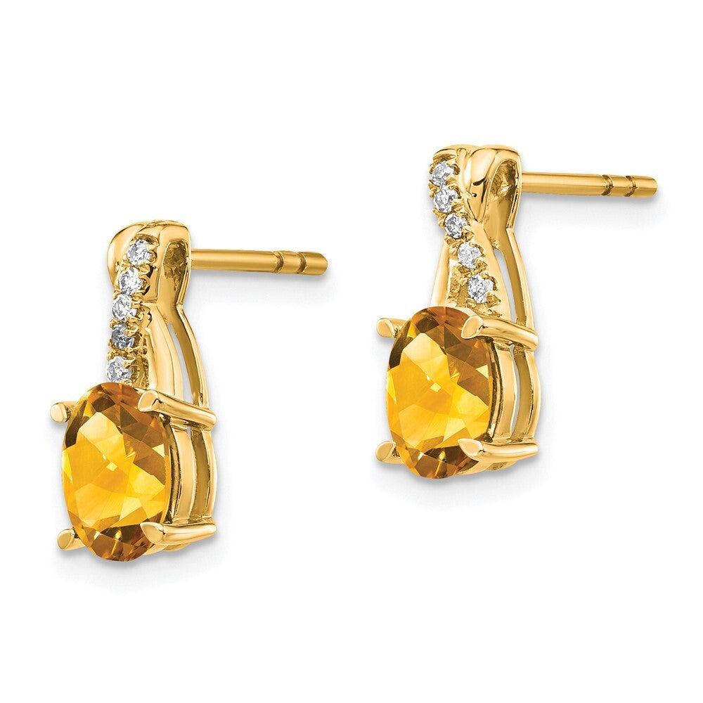 14k Yellow Gold Citrine and Diamond Drop & Dangle Earrings