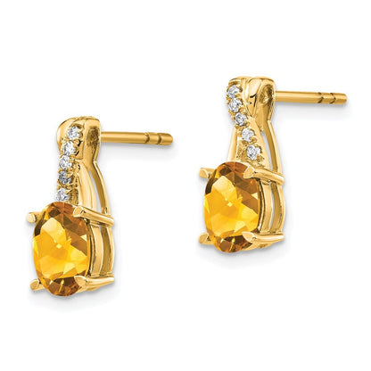 14k Yellow Gold Citrine and Diamond Drop & Dangle Earrings