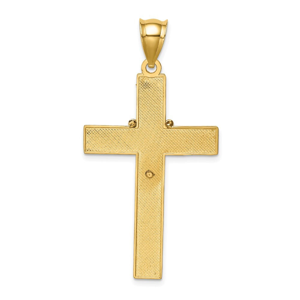 14k Yellow Gold Rhodium Cross Rosary Pendant