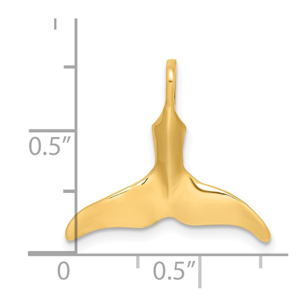 14k Yellow Gold 3-D Polished Whale Tail Charm Pendant