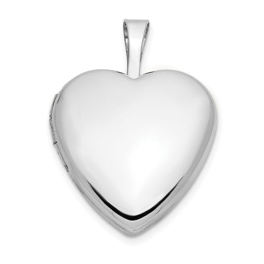 14k White Gold 16mm Heart Locket Pendant for Women