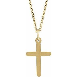 14k Yellow Gold Cross Pendant Necklace 18"