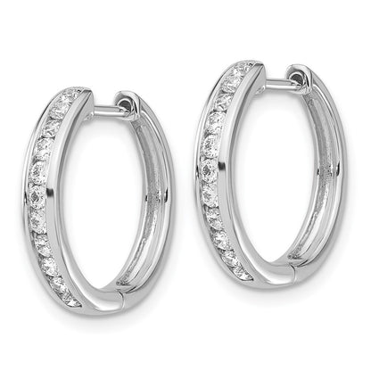 14k White Gold Diamond Hinged Hoop Earrings