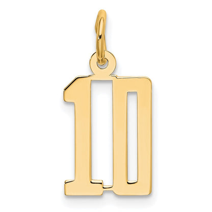 14k Yellow Gold Small Elongated Number 10 Charm Pendant for Women