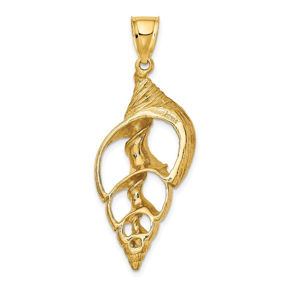 14k Yellow Gold Cut-Out Conch Shell Skeleton Charm