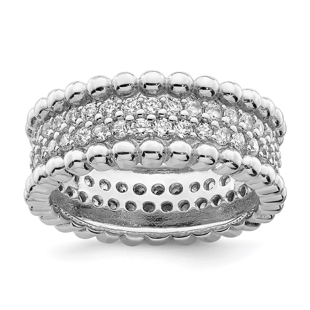 Sterling Silver Rhodium Plated Cubic Zirconia Ring Size 8