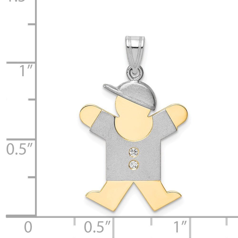 14k Two-Tone Gold AA Diamond Kid Pendant