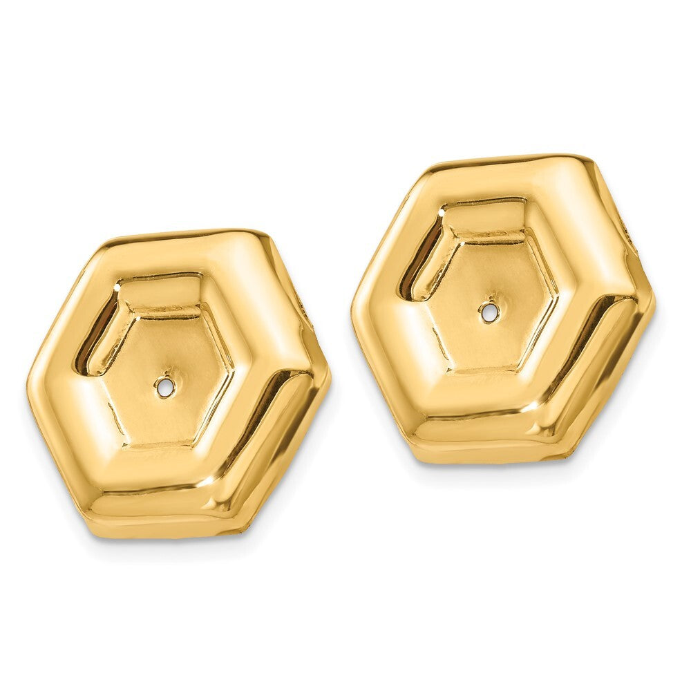 14k Yellow Gold Polished Fancy Earring Jackets Gift for Women