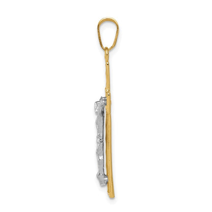 14k Two-tone Gold Diamond-cut Crucifix Pendant for Women