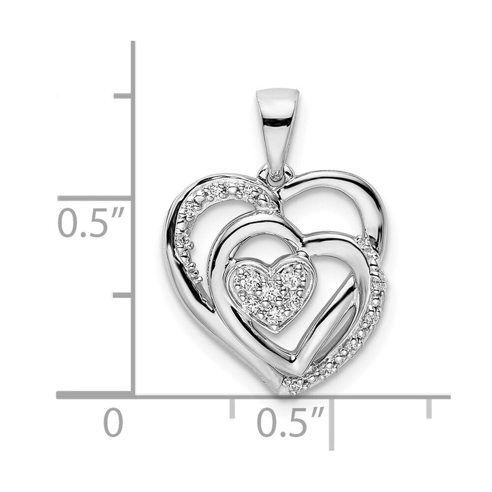 14k White Gold Polished Heart Diamond Pendant for Women