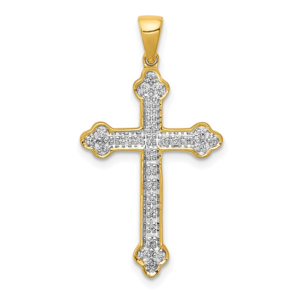 14k Yellow Gold 1/10ct. Diamond Cross Pendant
