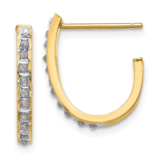 14k Yellow Gold Diamond Fascination J Hoop Earrings
