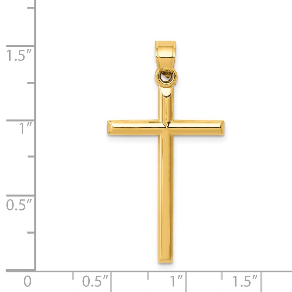 14k Yellow Gold Polished Hollow Cross Pendant