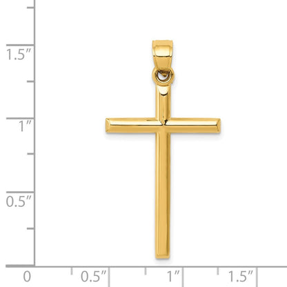 14k Yellow Gold Polished Hollow Cross Pendant