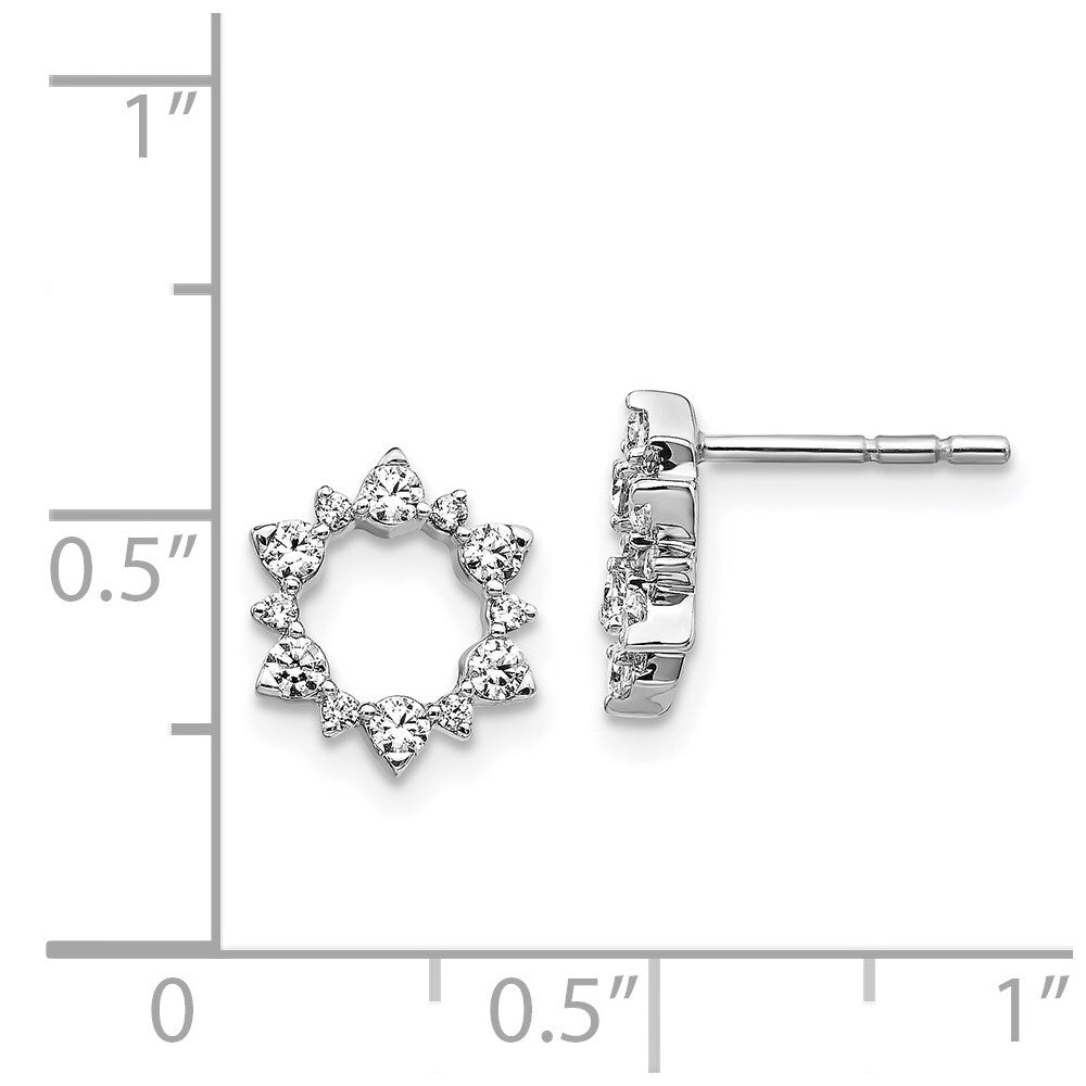 14k White Gold Diamond Fancy Sunburst Stud Earrings