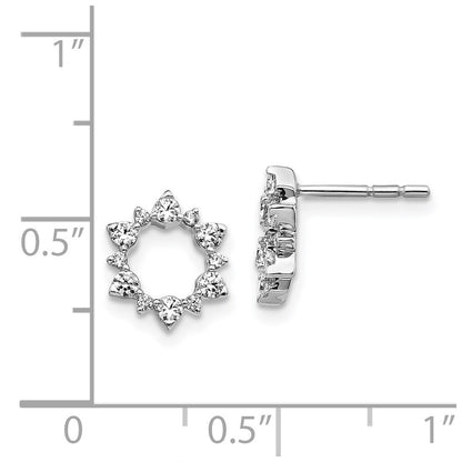 14k White Gold Diamond Fancy Sunburst Stud Earrings