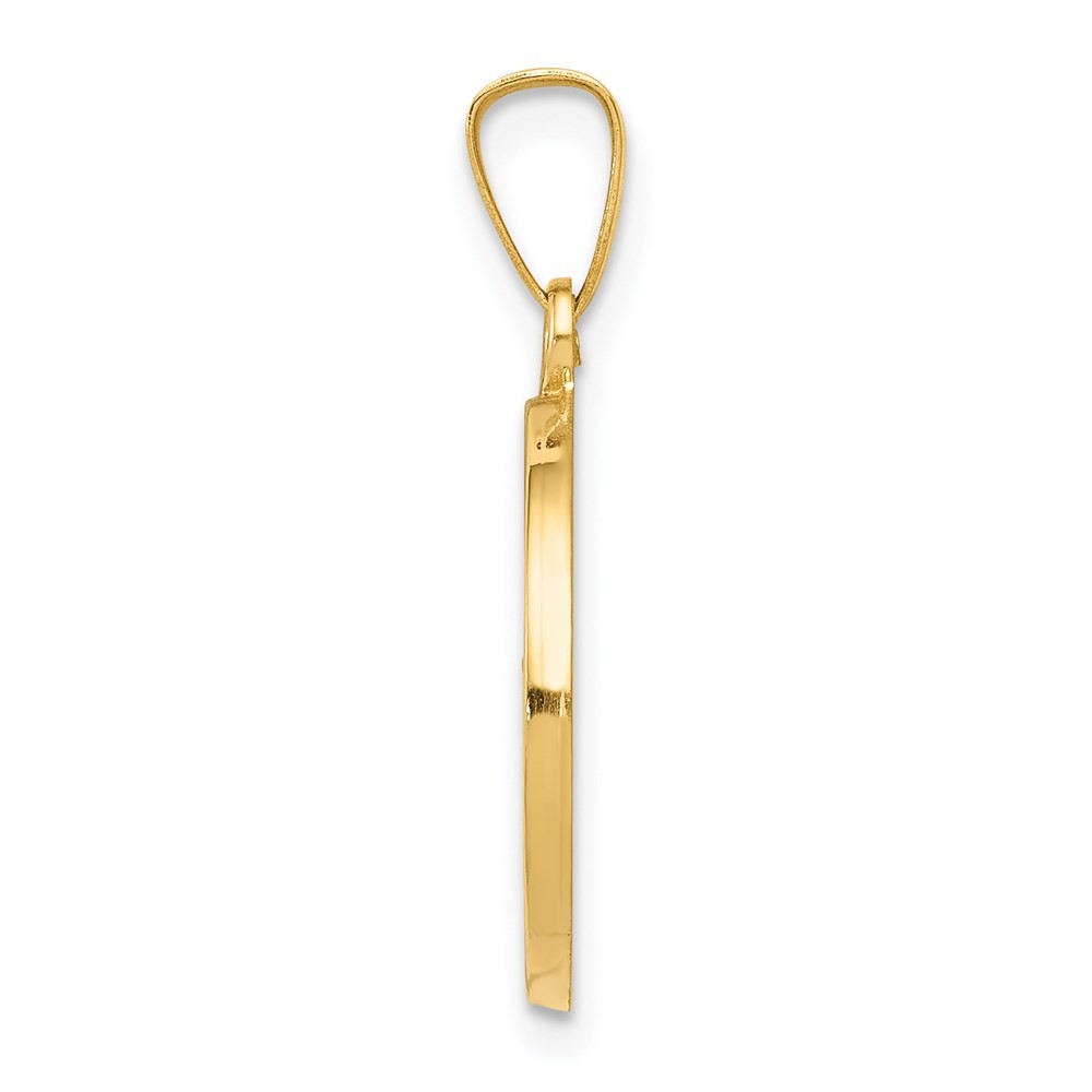 14k Yellow Gold Polished and Satin Confirmation Medal Hollow Pendant