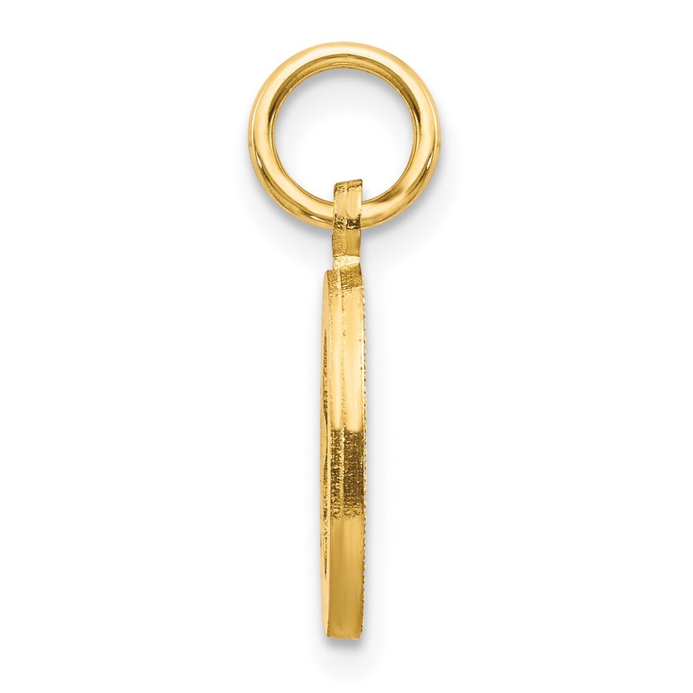 14k Yellow Gold Satin Diamond-cut Letter O Initial Charm Pendant for Women