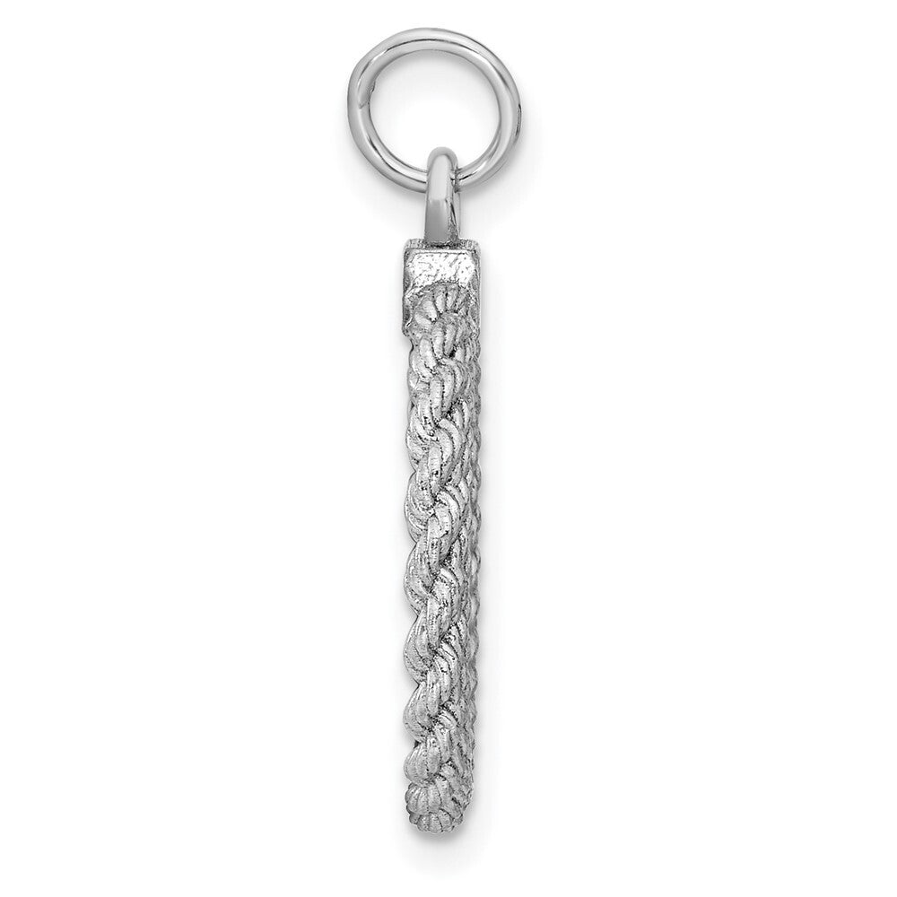 Sterling Silver Rhod-plated Eng. Rnd Rope Polish Front/Satin Back Disc