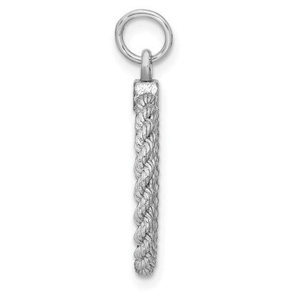Sterling Silver Rhod-plated Eng. Rnd Rope Polish Front/Satin Back Disc