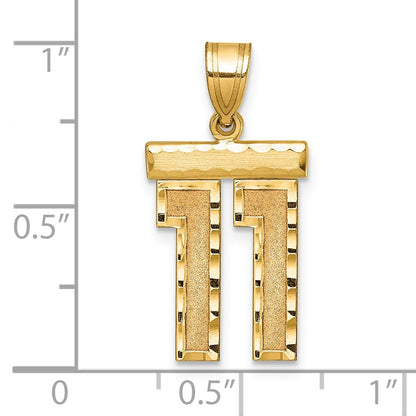 14k Yellow Gold Medium Diamond-cut Number 11 Charm Pendant for Women