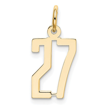 14k Yellow Gold Small Elongated Number 27 Charm Pendant for Women