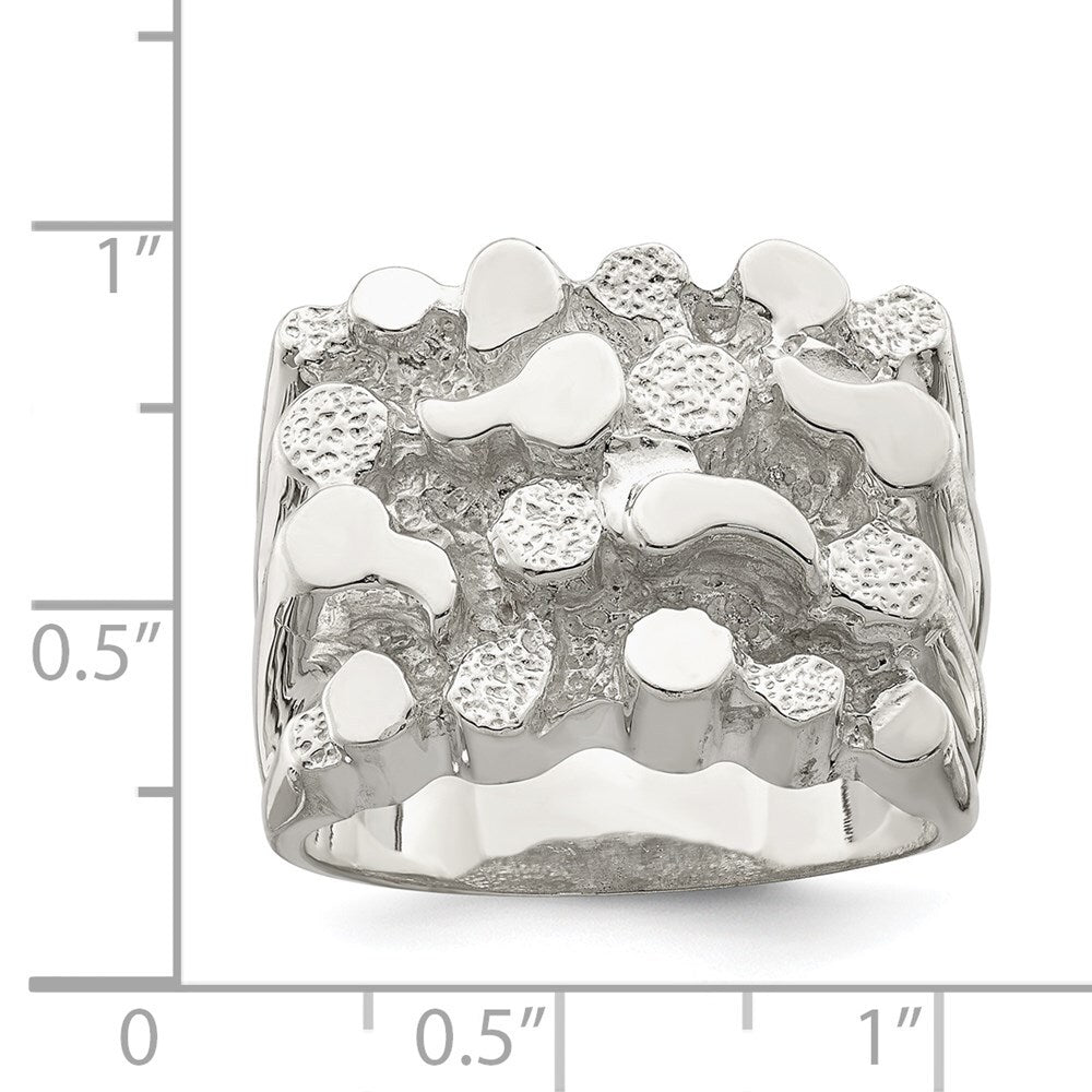 Sterling Silver Men's Nugget Ring Size 11