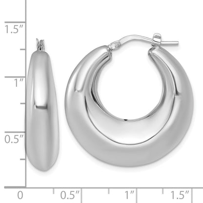 Sterling Silver Rhodium-plated Polished 8mm Graduated Puffed Hoop Earrings