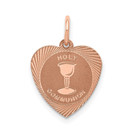 14k Rose Gold Holy Communion Heart Charm