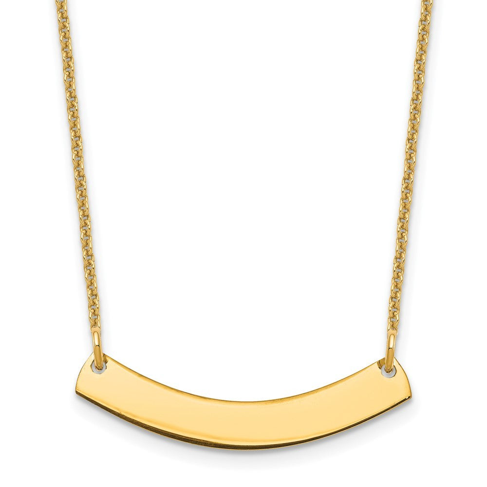 14k Yellow Gold Yellow Gold Small Curved Blank Bar Necklace