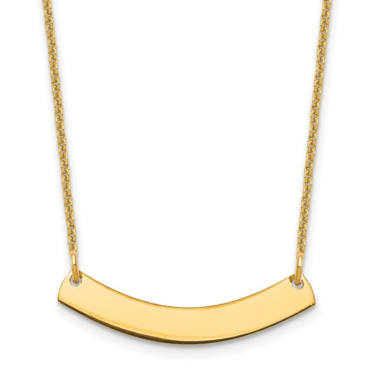 14k Yellow Gold Yellow Gold Small Curved Blank Bar Necklace