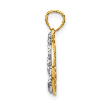 14k Two-tone Gold Lady Liberty on American Flag Disk Pendant for Women