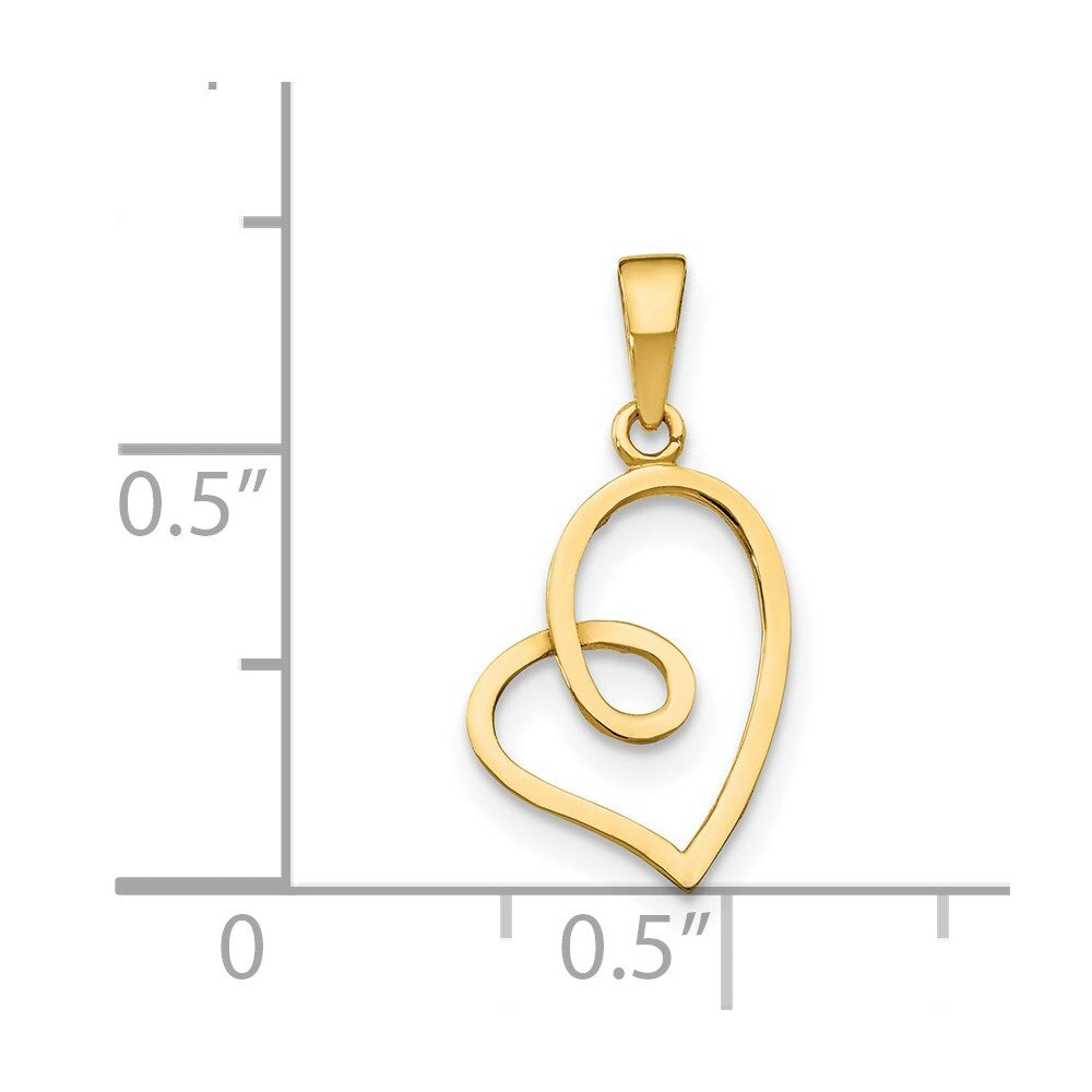 14k Yellow Gold Children's Heart Pendant for Women