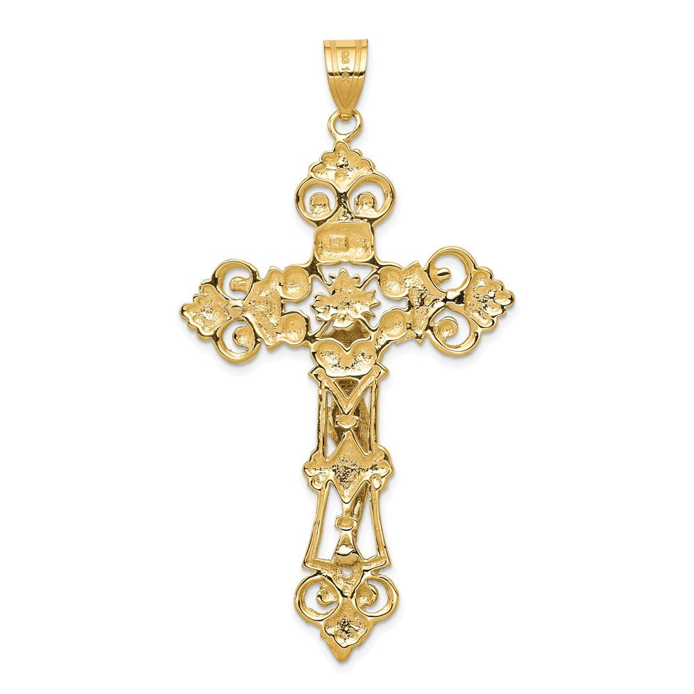 14k Two-Tone Gold INRI Fleur De Lis Crucifix Pendant