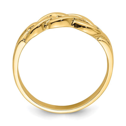 14K Yellow Gold Polished Braided Knot Ring Size 7