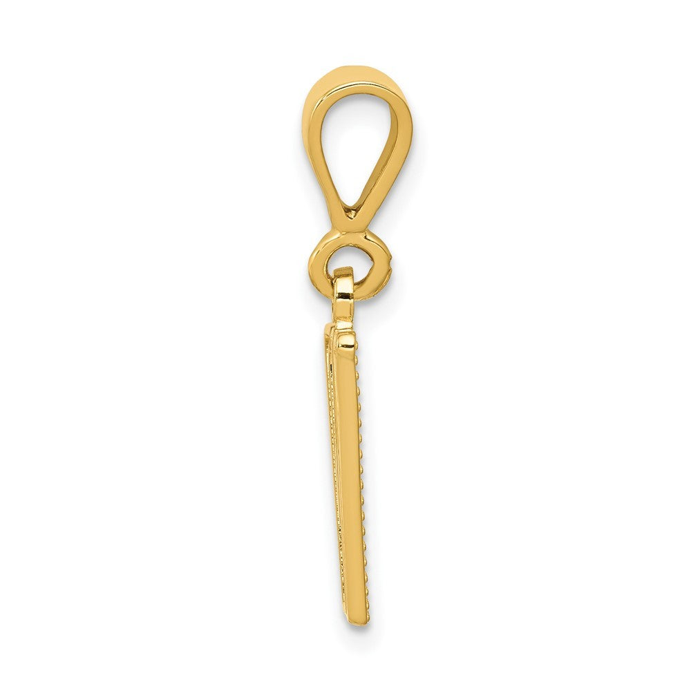 14k Yellow Gold Textured Initial W Charm Pendant