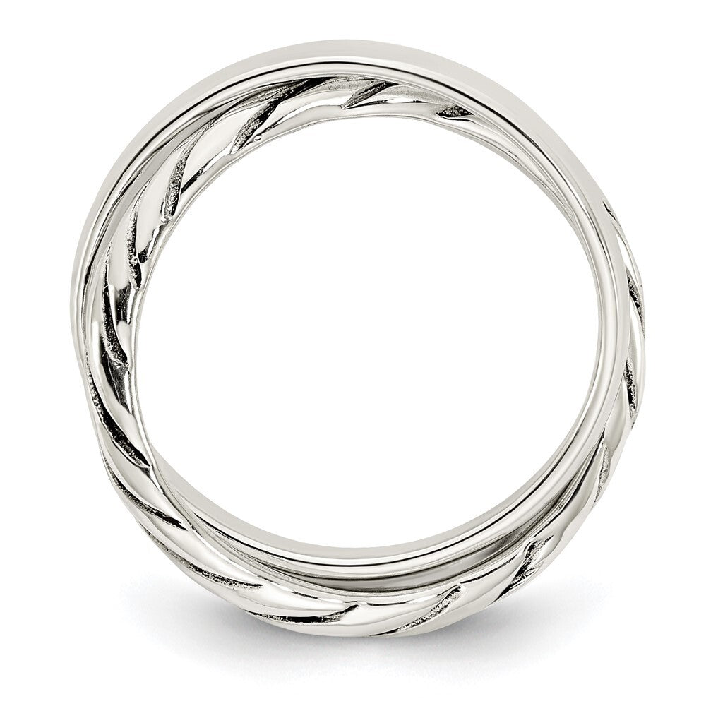 Sterling Silver Polished & Twisted Intertwined Rings Size 7