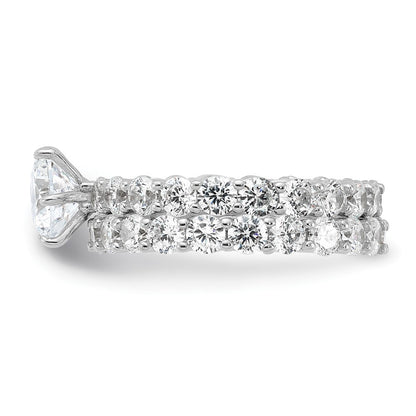 Sterling Silver Rhodium-plated Cubic Zirconia 2 Piece Wedding Set Ring Size 8