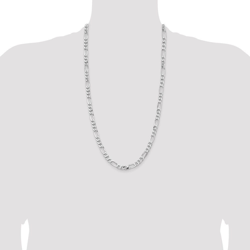 Sterling Silver Rhodium-plated 6.5mm Figaro Chain