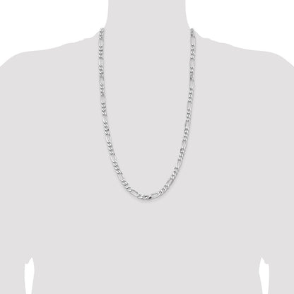 Sterling Silver Rhodium-plated 6.5mm Figaro Chain