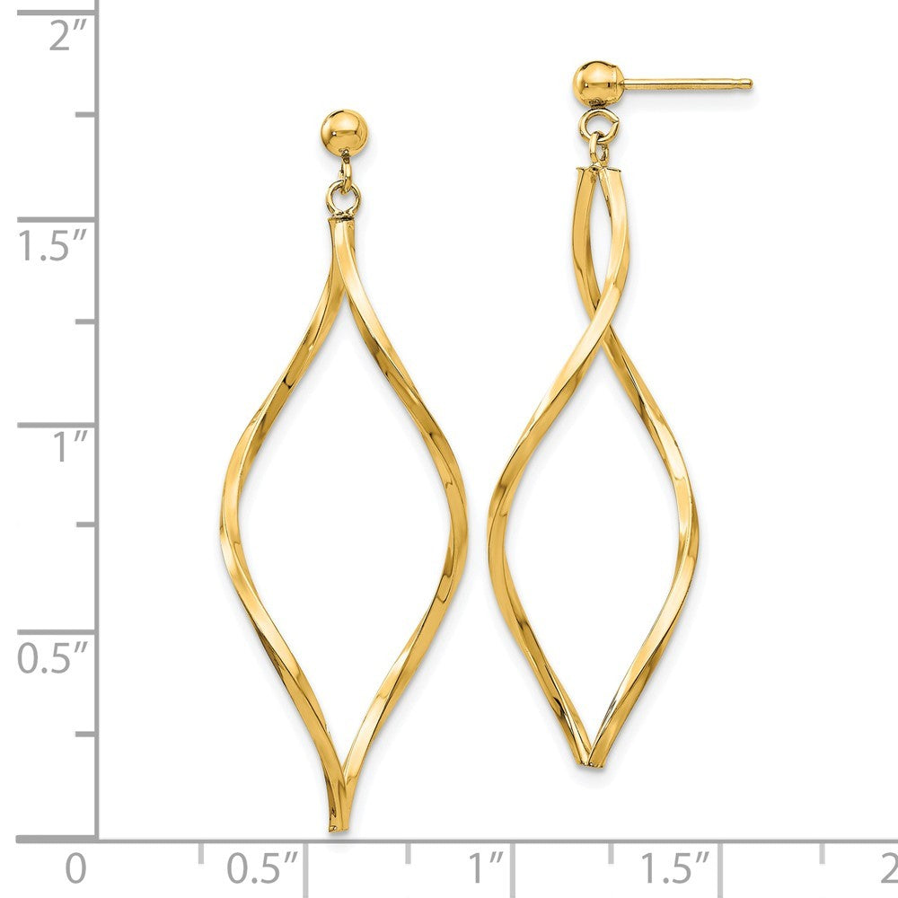 14k Yellow Gold Twisted Dangle Earrings