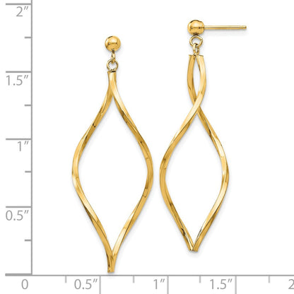 14k Yellow Gold Twisted Dangle Earrings