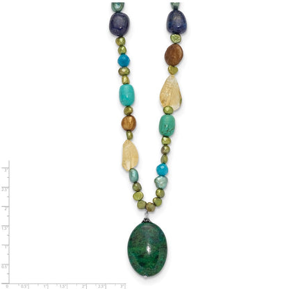 Sterling Silver Citrine/Lapis/Agate/Howlite/Jade/Chrysocolla/Necklace