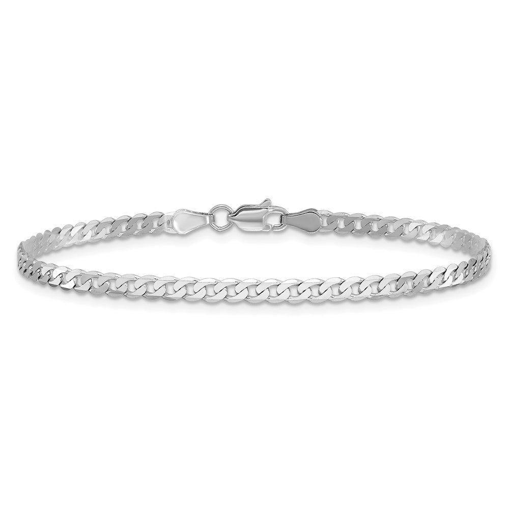 14K White Gold 7 inch 2.9mm Flat Beveled Curb Bracelet