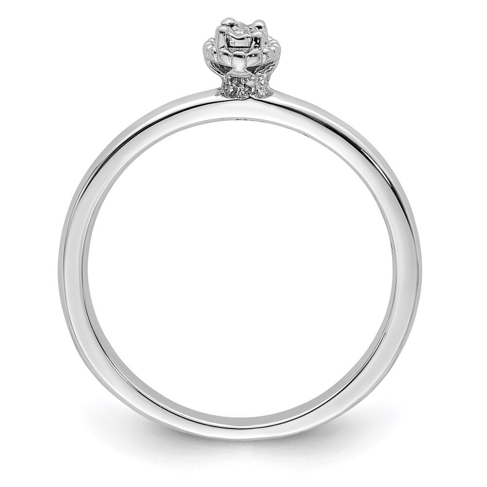 Sterling Silver Rhodium Plated Polished Diamond Ring Size 8