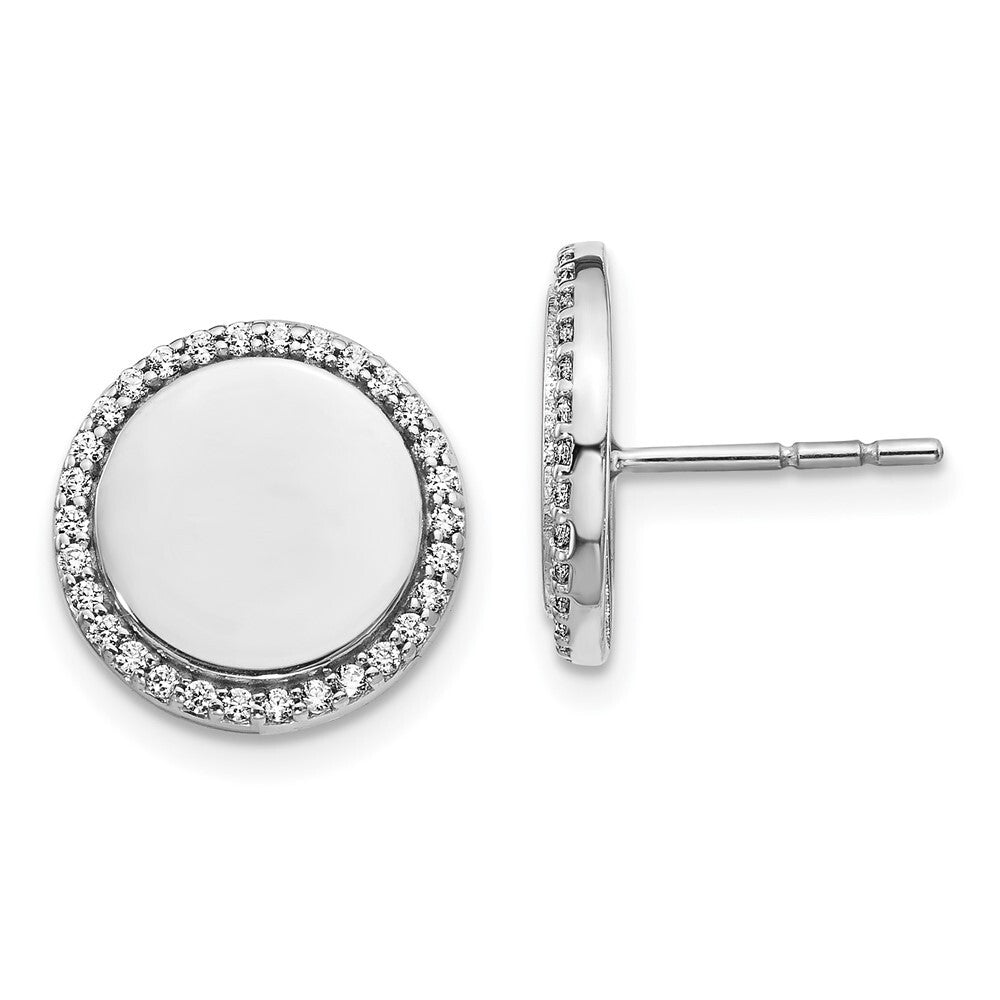 14k White Gold Diamond Fancy Circle Stud Earrings